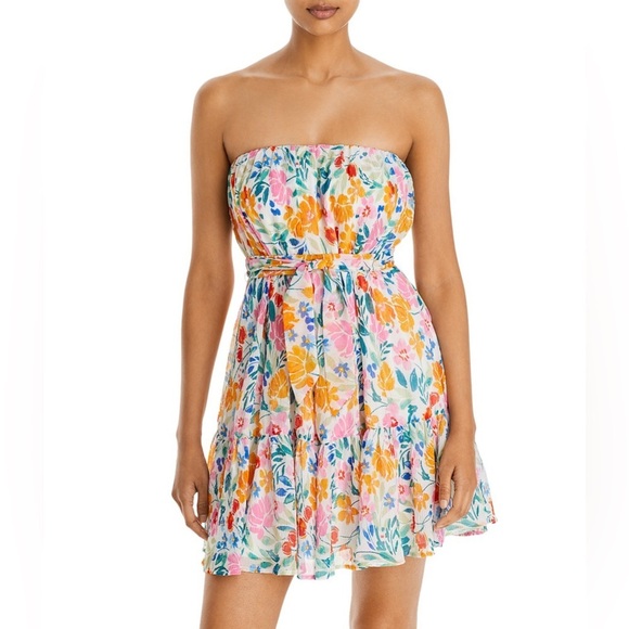 Aqua Dresses & Skirts - NWT- Aqua- Strapless Tie Waist Floral Mini Dress- Size Medium